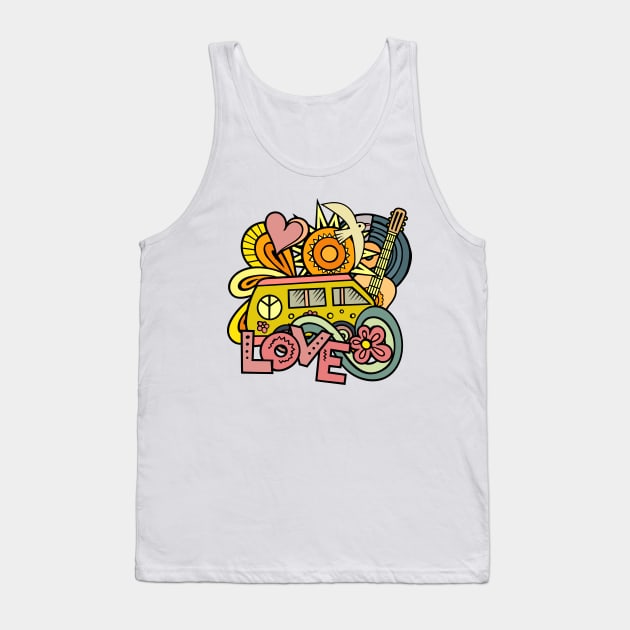 Peace and love van hippie doodle Tank Top by SpaceWiz95